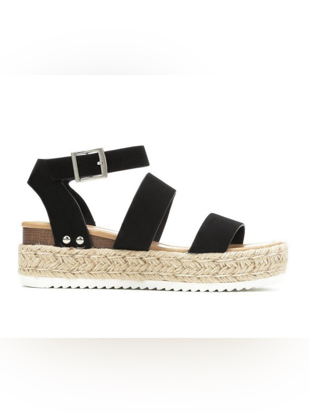 Soda Black Espadrille Platform Strappy Sandal